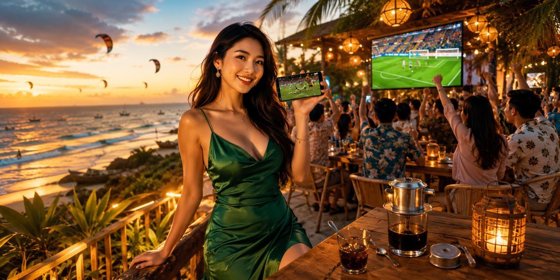 Người chơi tại Mũi Né theo dõi kết quả bóng đá và đặt cược trực tuyến qua điện thoại
